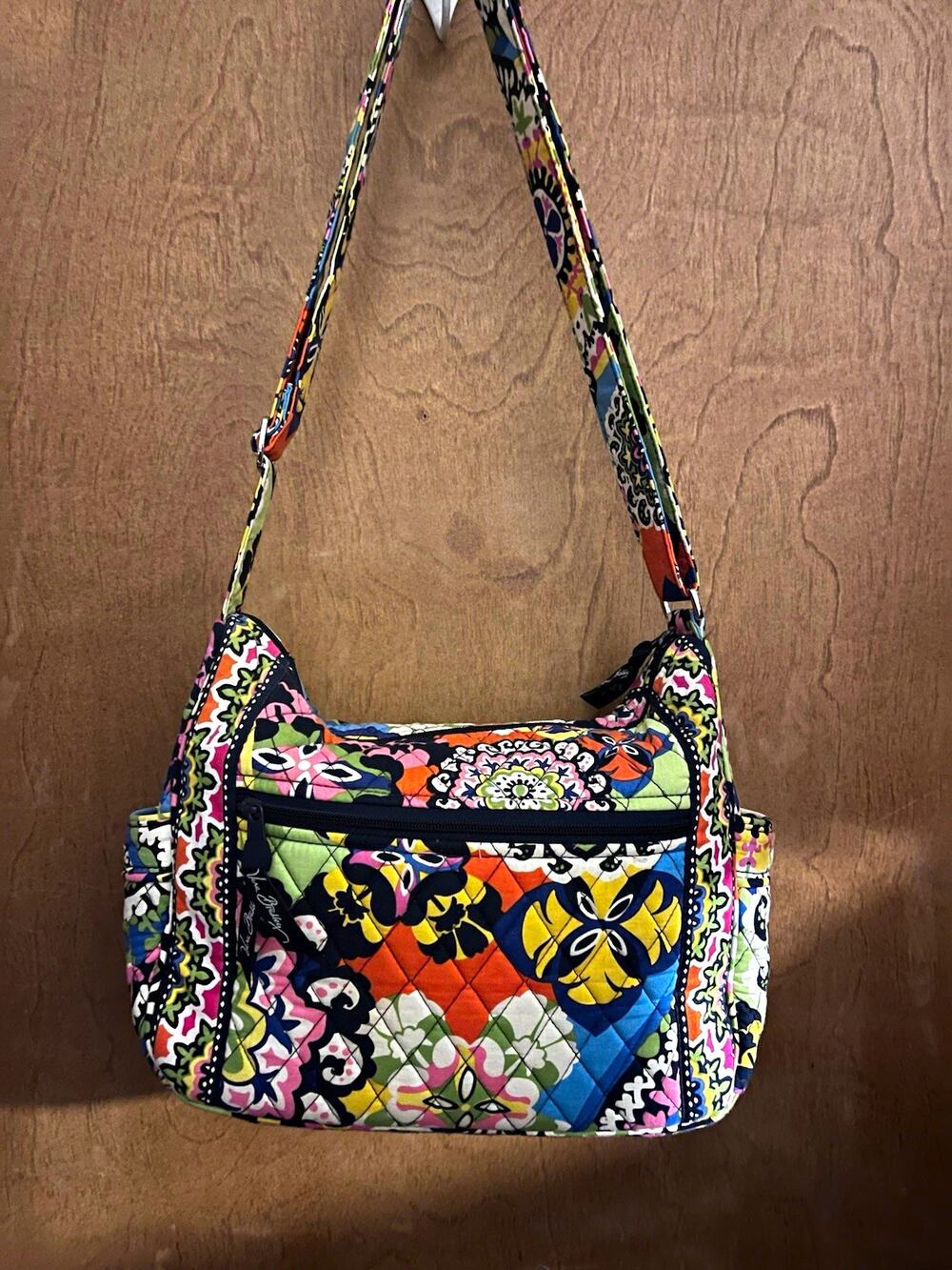 Vera Bradley Rio Quilted Floral Shoulder Bag Purse Multicolor Zip Pockets Lined